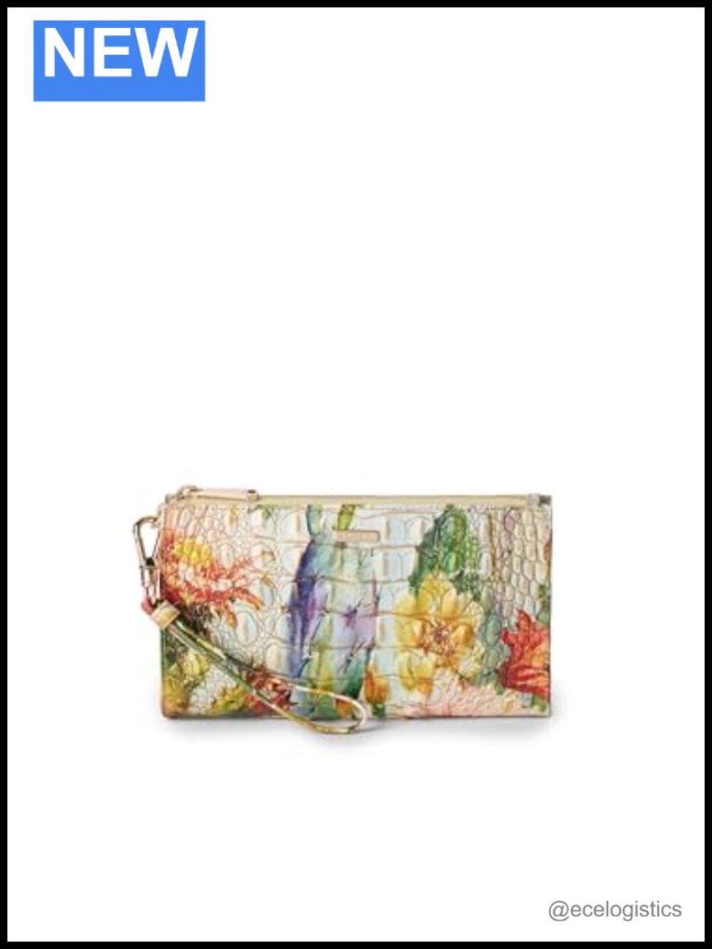 Leather Wristlet Bag with Removable Strap, Zip Closure, Interior Pockets,